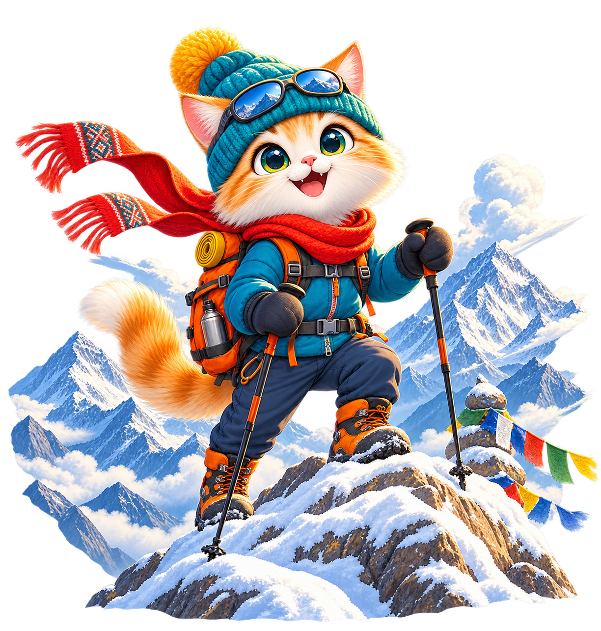 Nima, a cute cat mountaineer in the Himalayas